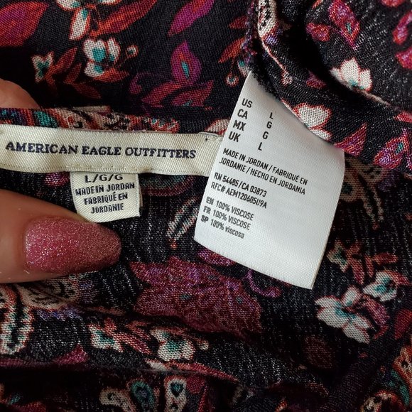 American Eagle Boho Floral Tassel Tie Dress - Picture 8 of 9